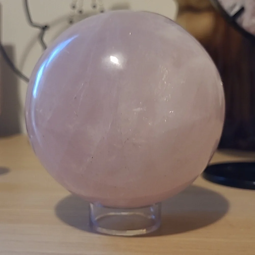 Rose Quartz Crystal Sphere - Picture 3 of 3